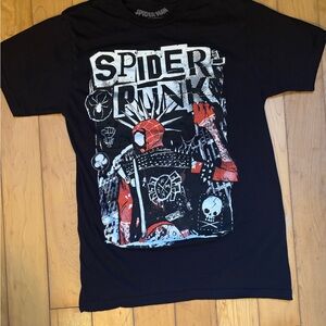 Retro Spider-Man Spider Punk Graphic T-Shirt adult small. Measurements in photo.